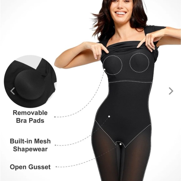 POPILUSH Shapewear Short Sleeve Low-Back Bodycon Midi Dress - Picture 2 of 7